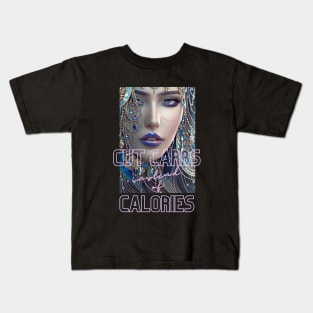 Cut Carbs instead of Calories (woman blue lips) Kids T-Shirt